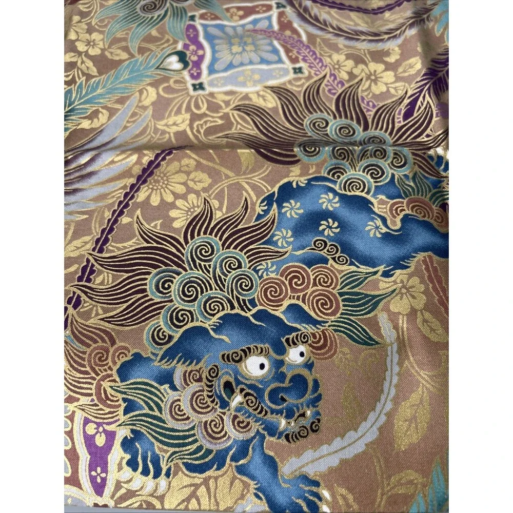 Quilt Gate Cotton Fabric Golden Dragon Phoenix Imperial Japanese Print 50